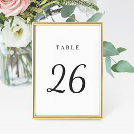 Elegante Minimaal Zwart Witte Tafel Nummerkaart Kaart