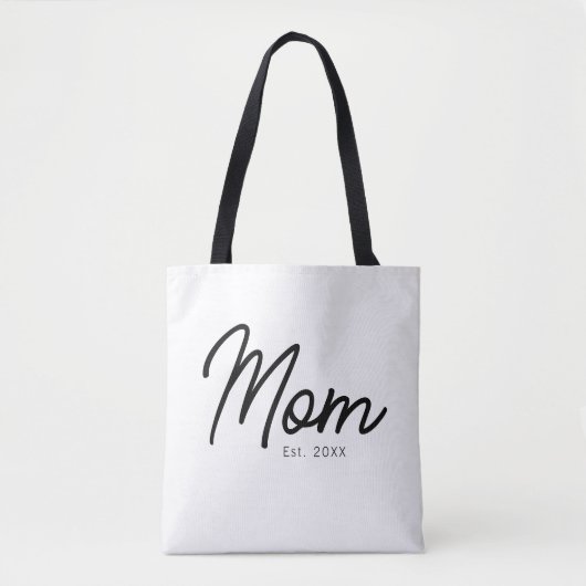 Elegante Minimaal Zwarte Script door Moeder Ingest Tote Bag (Voorkant)