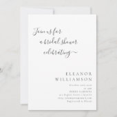 Elegante Minimaal Zwarte Witte Script Bruidsborrel Kaart (Voorkant)