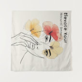 Elegante Minimal Art Line Face Flowers Beauty Logo Wandkleed (Voorkant (horizontaal))