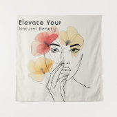 Elegante Minimal Art Line Face Flowers Beauty Logo Wandkleed (Voorkant)