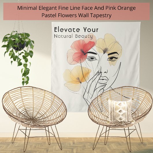 Elegante Minimal Art Line Face Flowers Beauty Logo Wandkleed