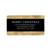 Elegante Minimal Black & Faux Gold Kerstmis Etiket (Voorkant)
