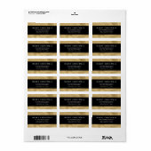 Elegante Minimal Black & Faux Gold Kerstmis Etiket (Full Sheet)