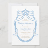 Elegante minimal blue boy Baby shower uitnodiging (Voorkant)