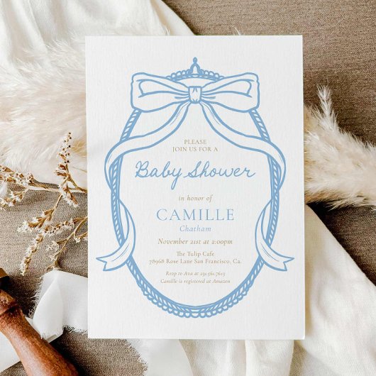 Elegante minimal blue boy Baby shower uitnodiging