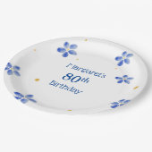 Elegante minimal blue Waterverf bloemen Papieren Bordje (Gekanteld)