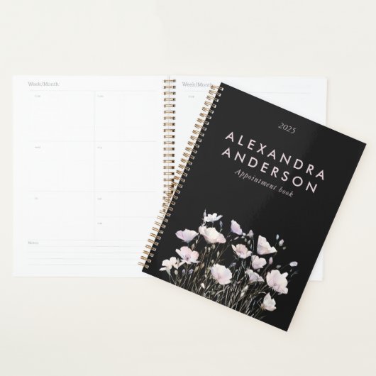 Elegante Minimal Boho Pink Wildflowers Waterverf Planner (Display)