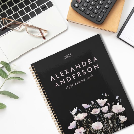 Elegante Minimal Boho Pink Wildflowers Waterverf Planner