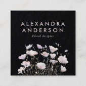 Elegante Minimal Boho Pink Wildflowers Waterverf Vierkante Visitekaartje (Voorkant)