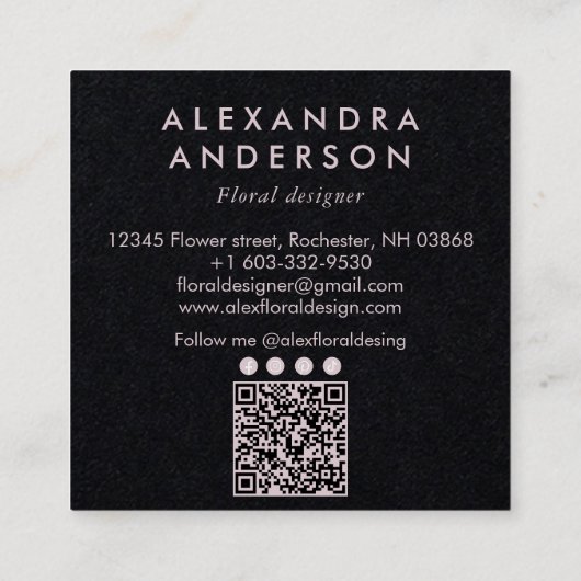 Elegante Minimal Boho Pink Wildflowers Waterverf Vierkante Visitekaartje (Achterkant)