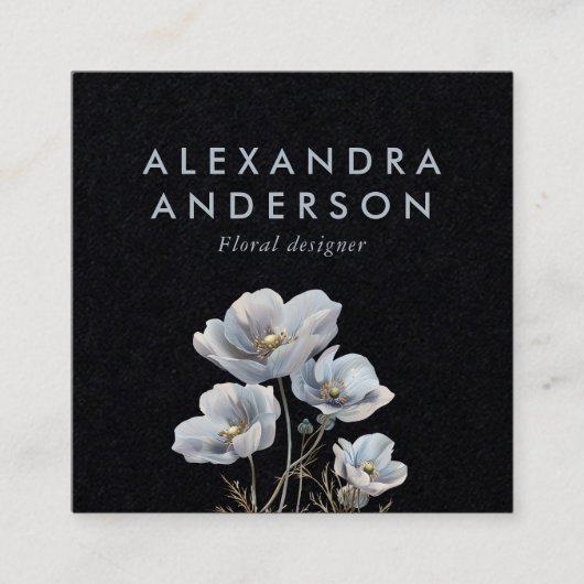Elegante Minimal Boho Wildflowers Waterverf Vierkante Visitekaartje (Voorkant)