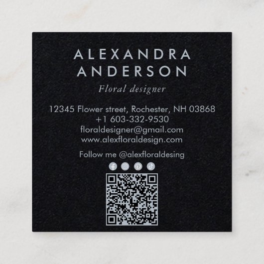 Elegante Minimal Boho Wildflowers Waterverf Vierkante Visitekaartje (Achterkant)