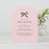 Elegante Minimal Bow Baby shower Arch Invitation Kaart (Staand voorkant)