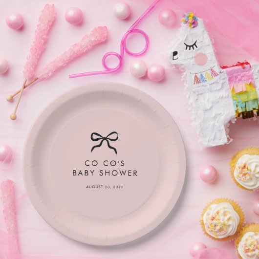 Elegante Minimal Bow Baby shower Cocktail servette Papieren Bordje (Feest)