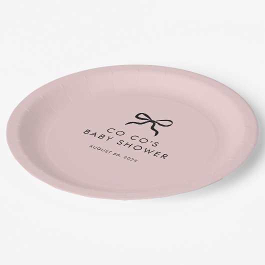 Elegante Minimal Bow Baby shower Cocktail servette Papieren Bordje (Gekanteld)