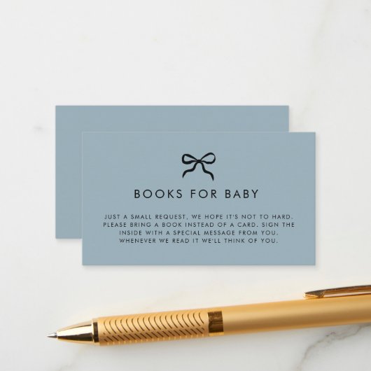 Elegante Minimal Bow Baby shower Enclosure Kaart (Voorkant / Achterkant in situ)