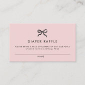 Elegante Minimal Bow Baby shower Luier Raffle Informatiekaartje (Voorkant)