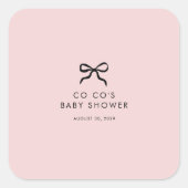 Elegante Minimal Bow Baby shower Square Sticker (Voorkant)