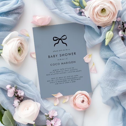 Elegante Minimal Bow Boy Baby shower Uitnodiging