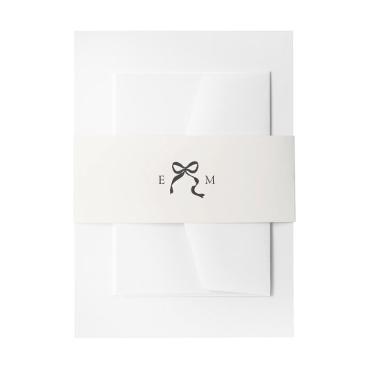 Elegante Minimal Bow Wedding Monogram Uitnodigingen Wikkel (Voorkant Voorbeeld)