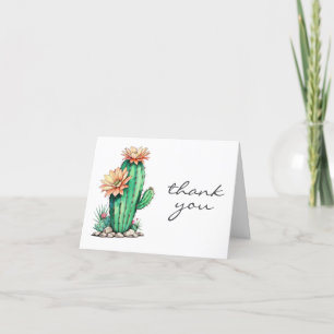 Elegante Minimal Cactus Floral Botanical Bedankkaart