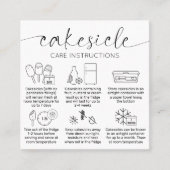 Elegante minimal Cakesicles verzorgingsinstructies Vierkante Visitekaartje (Voorkant)