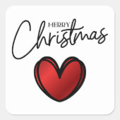 Elegante Minimal Christmas Red Heart Holiday Vierkante Sticker (Voorkant)