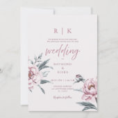 Elegante Minimal Dusky Roze Pioenbloem bruiloft Kaart (Voorkant)