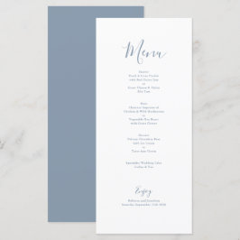 Elegante Minimal Dusty Blue Wedding Menu Kaart