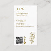 Elegante Minimal Floral Logo Monogram QR-code Visitekaartje (Achterkant)