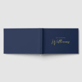 Elegante Minimal Gold Foil Navy Blue Wedding Gastenboek (Volledig)