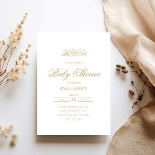 Elegante Minimal Gold Muslim Baby shower Party Kaart