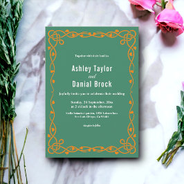 Elegante Minimal Green Chic Lijst Floral Wedding Kaart