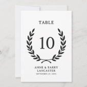 Elegante Minimal Laurel Krans Trouwtafel Nummer Kaart (Achterkant)