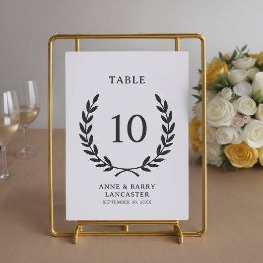 Elegante Minimal Laurel Krans Trouwtafel Nummer Kaart