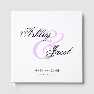 Elegante Minimal Light Paarse Custom Name Wedding Gastenboek