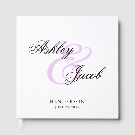 Elegante Minimal Light Paarse Custom Name Wedding Gastenboek (Voorkant)