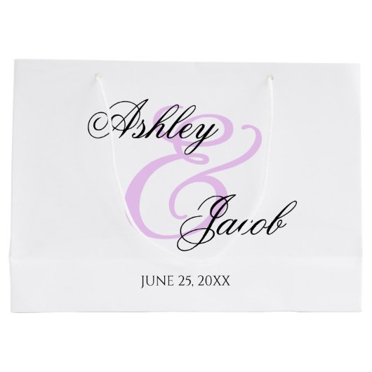 Elegante Minimal Light Paarse Custom Name Wedding Groot Cadeauzakje (Achterkant)