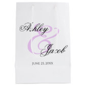 Elegante Minimal Light Paarse Custom Name Wedding Medium Cadeauzakje (Achterkant)