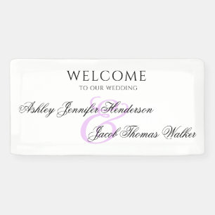 Elegante Minimal Light Paarse Custom Name Wedding Spandoek