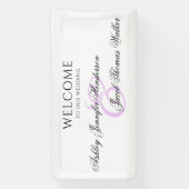 Elegante Minimal Light Paarse Custom Name Wedding Spandoek (Verticaal)