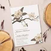 Elegante Minimal Magnolia bruiloft Kaart