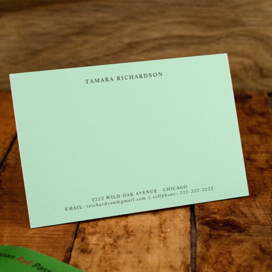 Elegante Minimal Mint Green gepersonaliseerd Notitiekaartje
