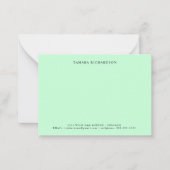 Elegante Minimal Mint Green gepersonaliseerd Notitiekaartje (Voorkant)