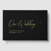 Elegante Minimal onze bruiloft gouden folie Gastenboek (Voorkant)