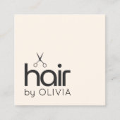 Elegante Minimal Pastel Black Scissors Haarstylist Vierkante Visitekaartje (Voorkant)