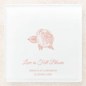 Elegante Minimal Peony Flower Wedding Welkom Glazen Onderzetter (Voorkant)