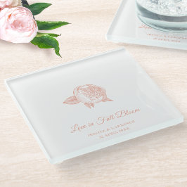 Elegante Minimal Peony Flower Wedding Welkom Glazen Onderzetter