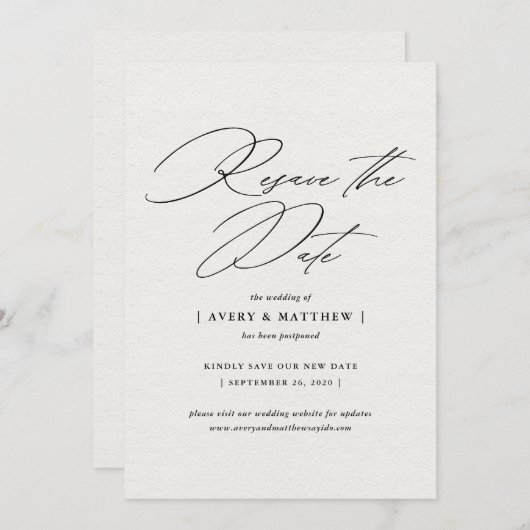 Elegante Minimal Resave de datum Trouwen Aankondiging (Voorkant / Achterkant)